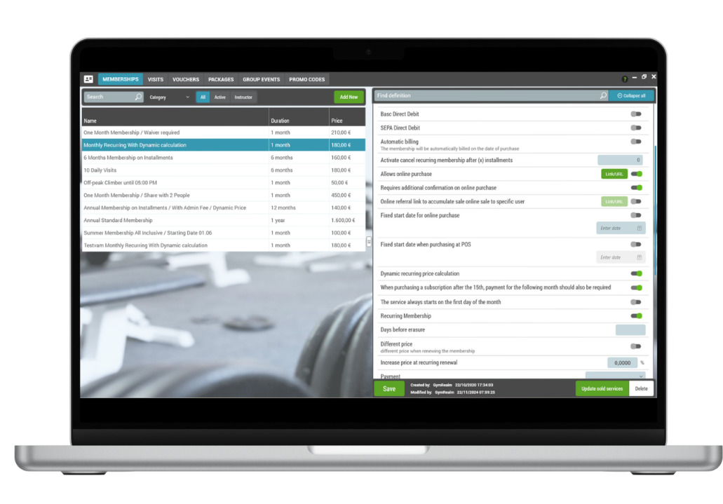 Управление на абонаменти по вашите правила в GymRealm Manager