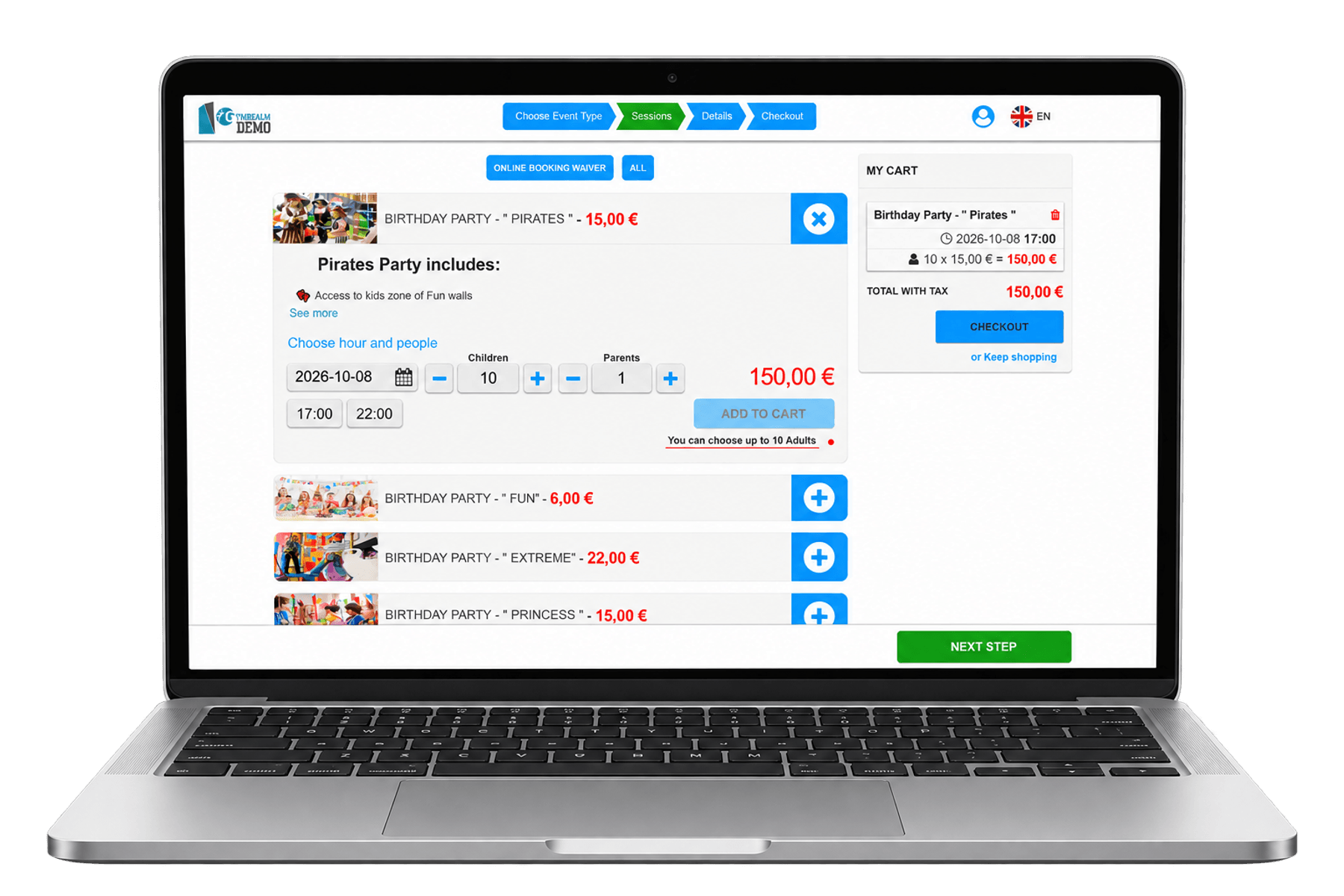 Онлайн резервации за събития и партита в GymRealm Manager